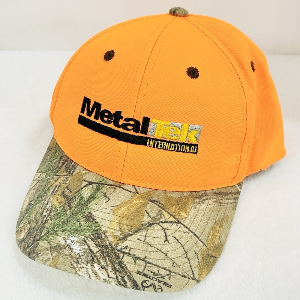 Realtree MetalTek International Hat Cap Adjustable Strap Orange Outdoors‎ Camo